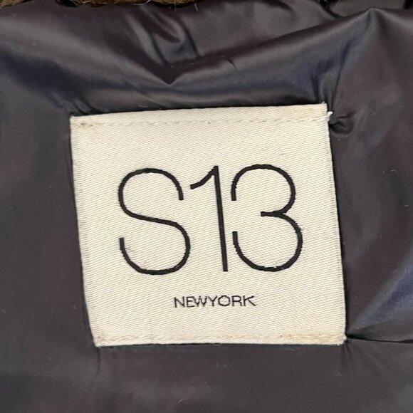 S13 Chelsea High Shine Faux Fur Trim Hooded Down Puffer Coat Women's size Large - Picture 10 of 10